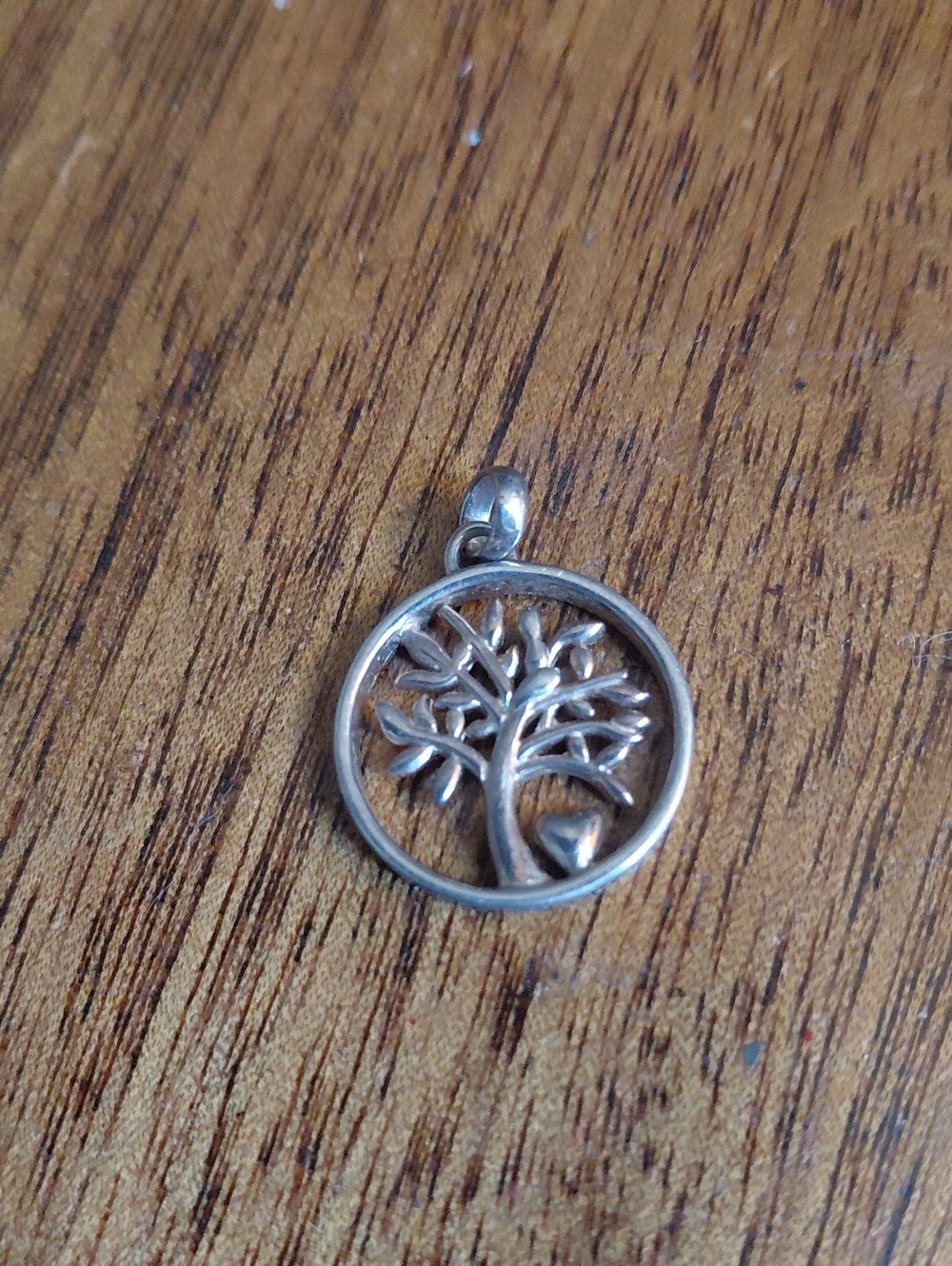925 Silver Signed Tree Of Live With A Heart